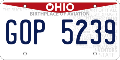 OH license plate GOP5239