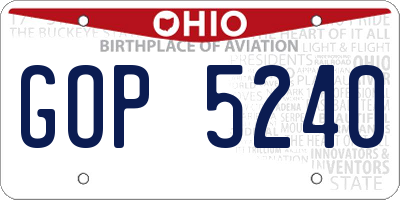 OH license plate GOP5240