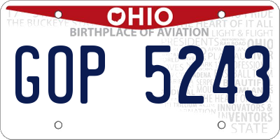 OH license plate GOP5243