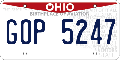 OH license plate GOP5247