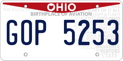 OH license plate GOP5253