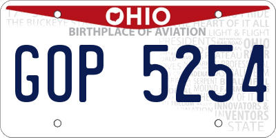 OH license plate GOP5254