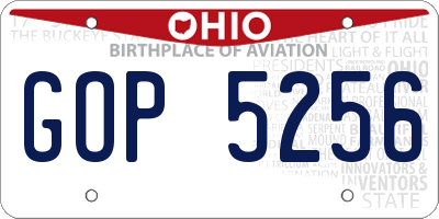 OH license plate GOP5256