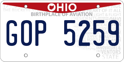OH license plate GOP5259