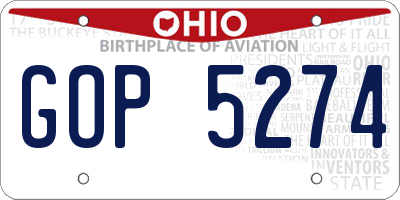 OH license plate GOP5274