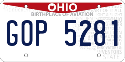 OH license plate GOP5281
