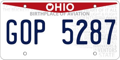 OH license plate GOP5287