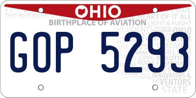 OH license plate GOP5293