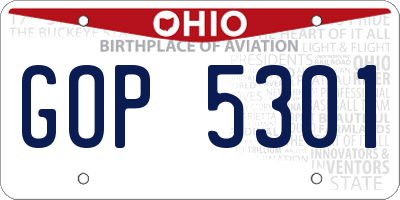 OH license plate GOP5301