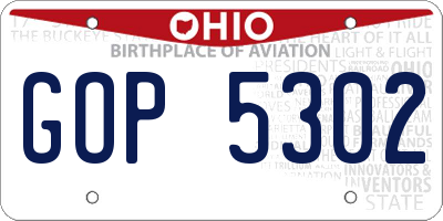 OH license plate GOP5302
