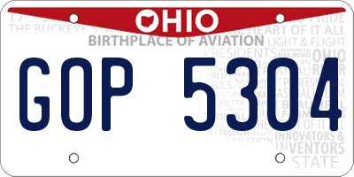 OH license plate GOP5304