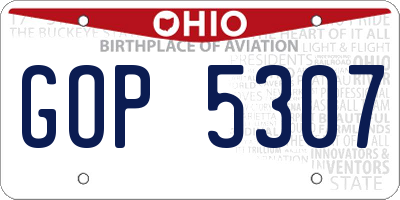 OH license plate GOP5307
