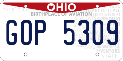 OH license plate GOP5309