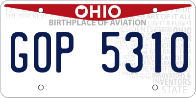 OH license plate GOP5310