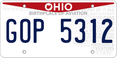 OH license plate GOP5312