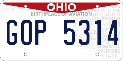 OH license plate GOP5314