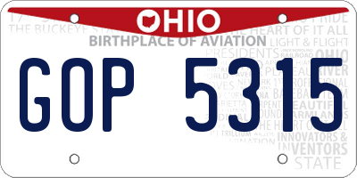 OH license plate GOP5315