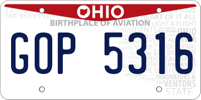 OH license plate GOP5316