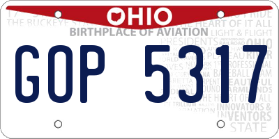 OH license plate GOP5317