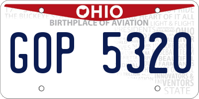OH license plate GOP5320