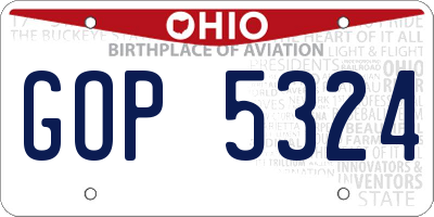 OH license plate GOP5324