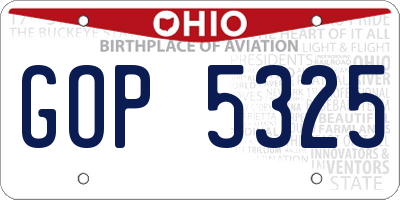 OH license plate GOP5325