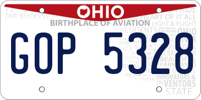 OH license plate GOP5328