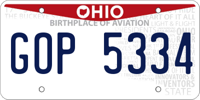 OH license plate GOP5334