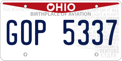 OH license plate GOP5337