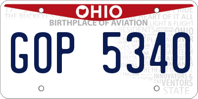 OH license plate GOP5340