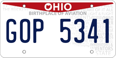 OH license plate GOP5341