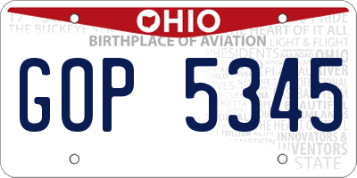 OH license plate GOP5345