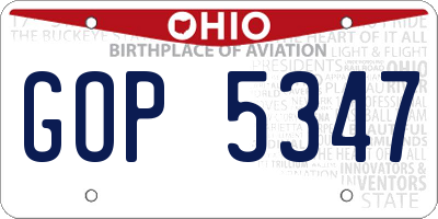 OH license plate GOP5347
