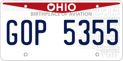 OH license plate GOP5355