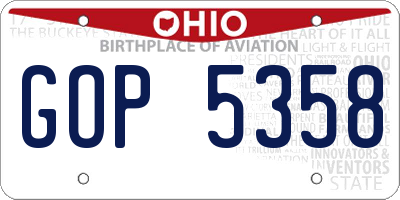 OH license plate GOP5358
