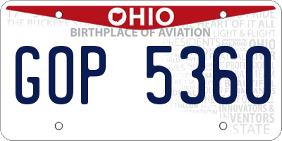 OH license plate GOP5360