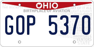 OH license plate GOP5370