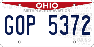 OH license plate GOP5372