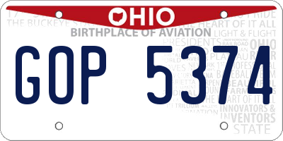 OH license plate GOP5374