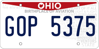 OH license plate GOP5375