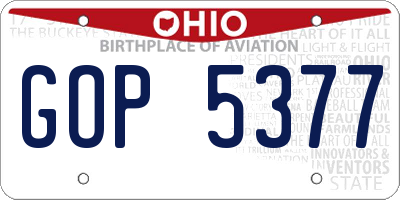 OH license plate GOP5377