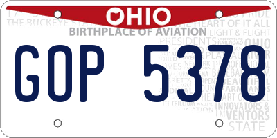 OH license plate GOP5378