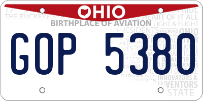 OH license plate GOP5380