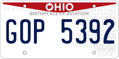 OH license plate GOP5392
