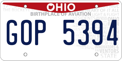 OH license plate GOP5394