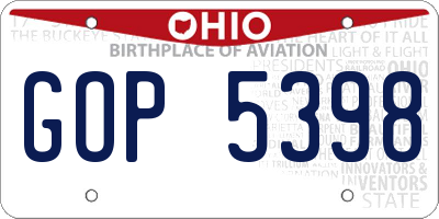 OH license plate GOP5398