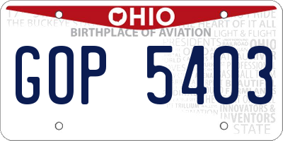 OH license plate GOP5403