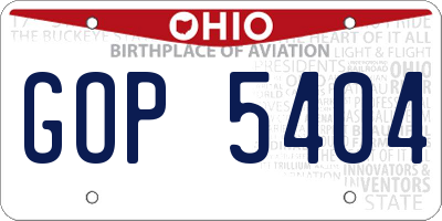 OH license plate GOP5404
