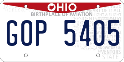 OH license plate GOP5405