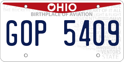 OH license plate GOP5409